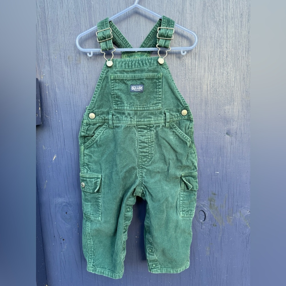 Old navy green sage green overalls baby vintage